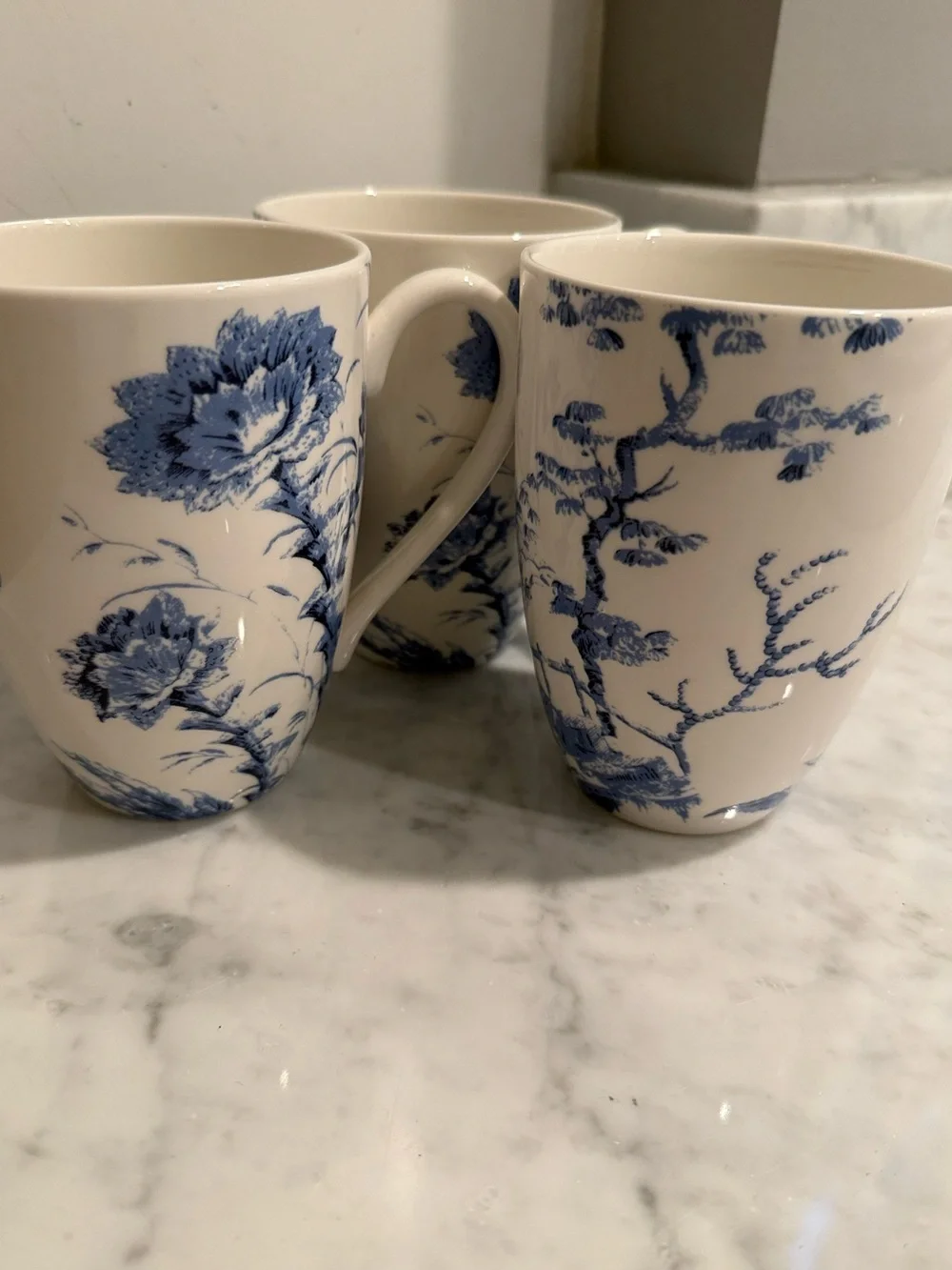 SCALAMANDRE by LENOX Toile Tale Blue 3 Mugs in Chinoiserie Pattern:  L TOTAM